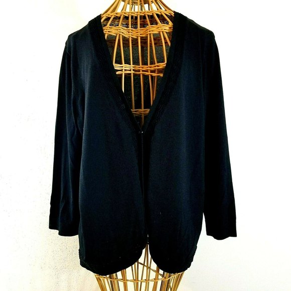 Lands' End Women Black Shrug Sweater Size Large 1 top closure Basic Capsule - Picture 8 of 8